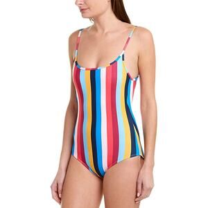 Shoshanna Cami Classic One Piece Striped Rainbow Swimsuit NWT 12 NWT